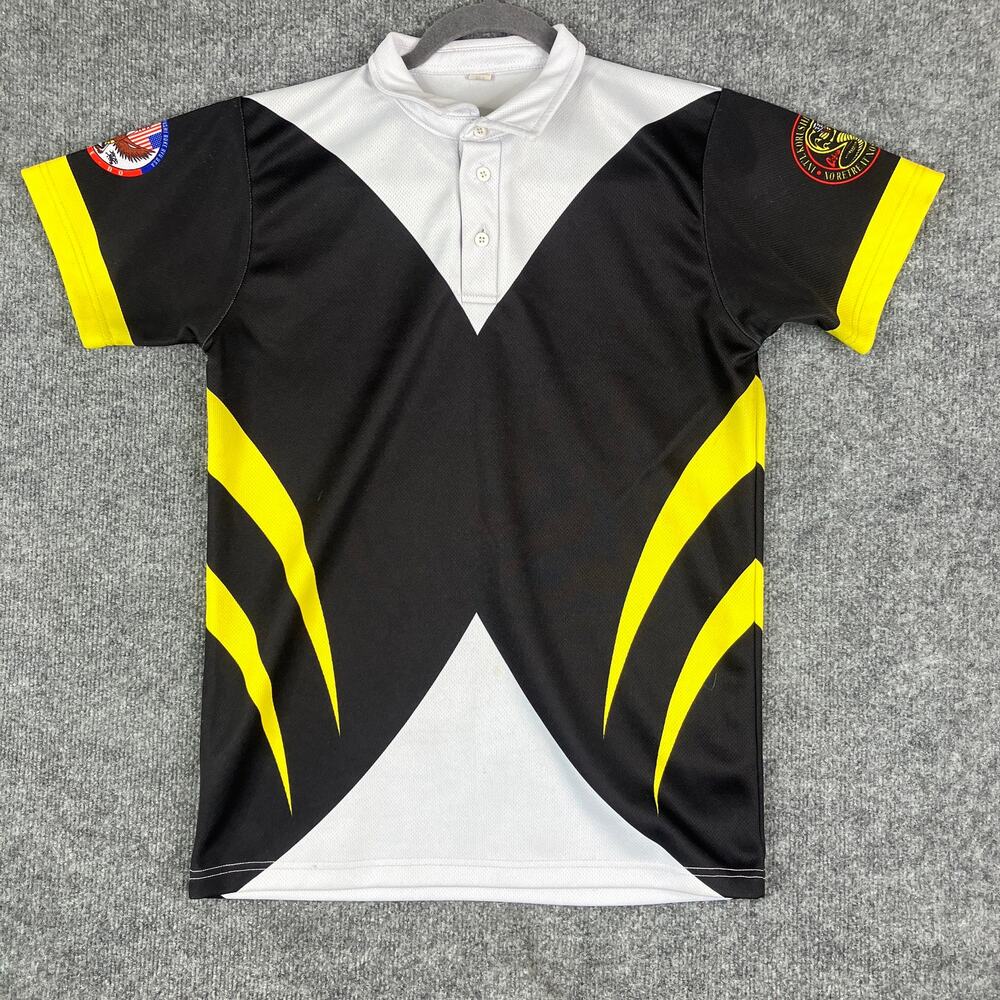 Shooting Sports Polo Mens M Black Yellow White‎ Short Sleeve Team  Kobra Kai